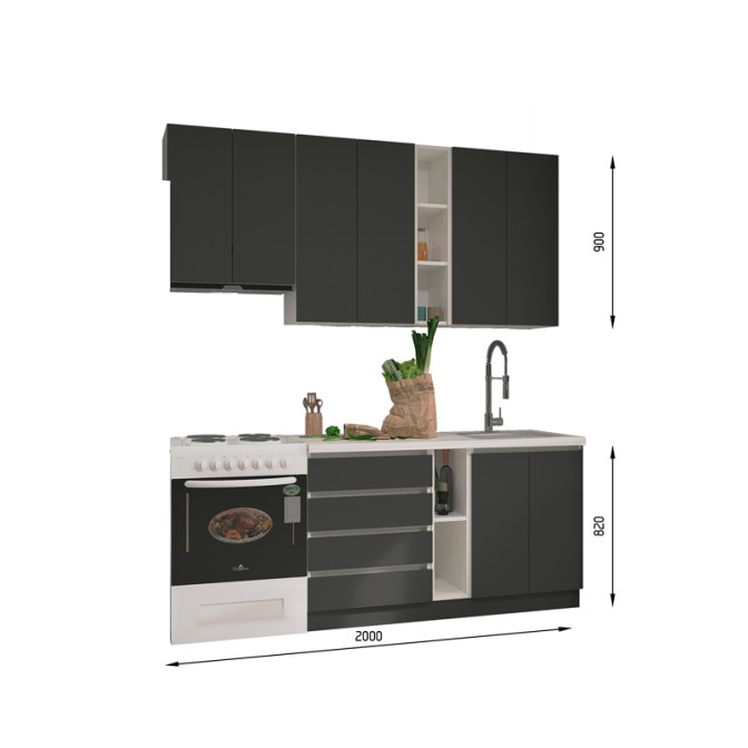 Кухня готова ДСП 3 Класик 2,0 м висота Н 900 плита окремо, без ручок Senam    