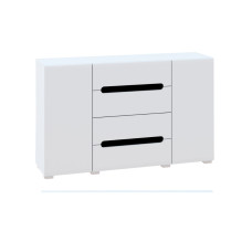 Комод 2Дв-4Ящ Глянец Белый / Чёрный Бьянко Мир Мебели