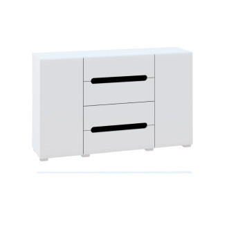 Комод 2Дв-4Ящ Глянець Білий / Чорний Б'янко Світ Меблів