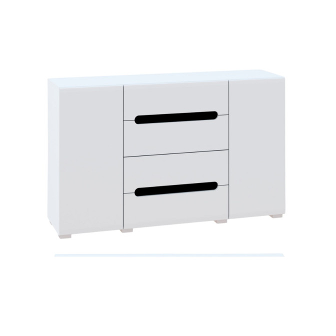 Комод 2Дв-4Ящ Глянець Білий / Чорний Б'янко Світ Меблів