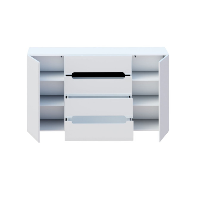 Комод 2Дв-4Ящ Глянець Білий / Чорний Б'янко Світ Меблів