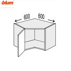 Кухонна секція Мері верхня Кут 45° 600х600/450 1дв Pro Blum MR-393W/9003gl MiroMark