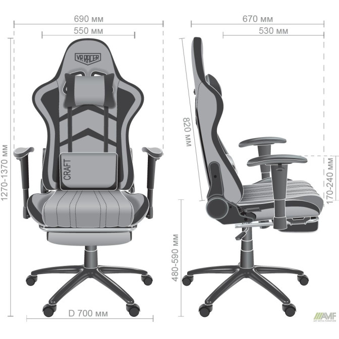 Кресло VR Racer Textile Craft черный/красный AMF