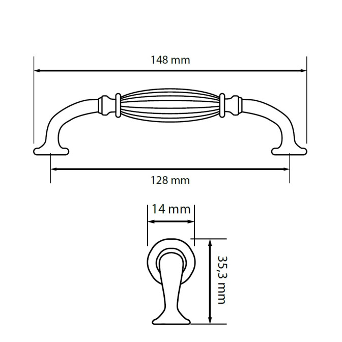 Ручка металева СС-128мм HL-05-BL MiroMark