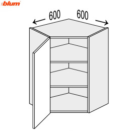 Кухонна секція Вінтаж верхня Кут В 45° 600х600/720 1дв Pro Blum VN-496W/9003 MiroMark