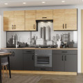 Кухня Оптима 2.6 м комплект 1 Эверест Антрацит / Дуб Крафт Золотой (Ручка пл. чер. Мат. 047 / 128, Цоколь ДСП 1000*95, Цоколь ДСП 2000*95) У-1