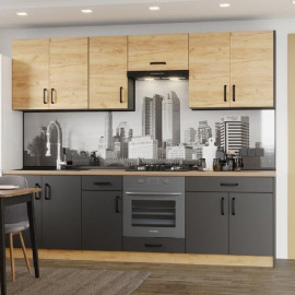 Кухня Оптима 2.6 м комплект 1 Еверест Антрацит / Дуб Крафт Золотий (Ручка пл. чер. мат. 047/128, Цоколь ДСП 1000*95, Цоколь ДСП 2000*95) У-1