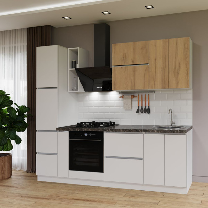 Кухня готова ДСП 2 Класик 2,4 м вбудована плита, окрема витяжка, без ручок Senam