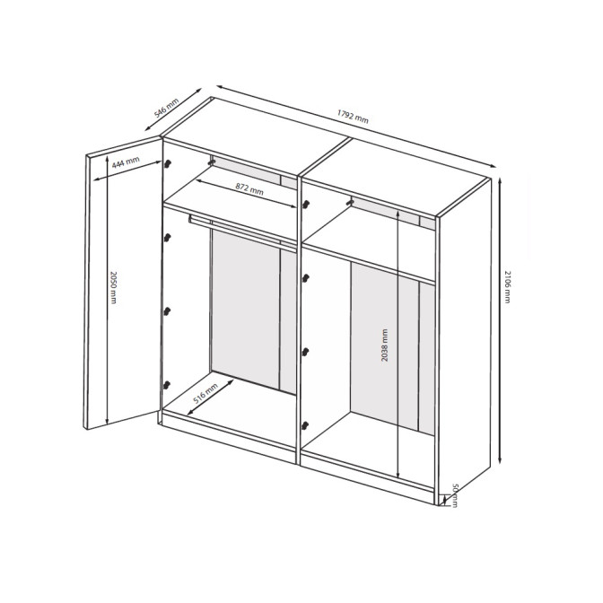 Шкаф 4Дв с зеркалом Лори / Lory Глянец Кашемир MiroMark LR-14-GC