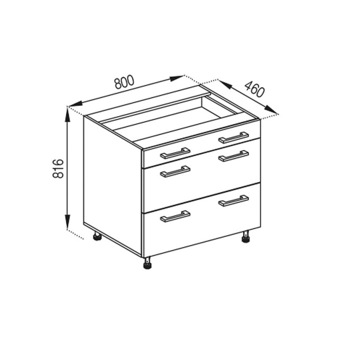 Кухонная секция нижняя Н 80 3Ш (1 + 2) LUX Марта Мир мебели  