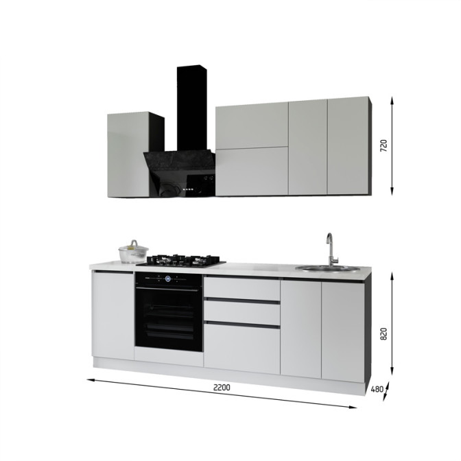 Кухня готова ДСП 2 Класик 2,4 м вбудована плита, окрема витяжка, без ручок Senam