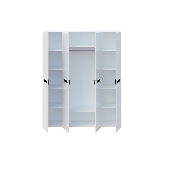 Шкаф 4ДЗ 180 Глянец Белый / Чёрный Бьянко Мир Мебели