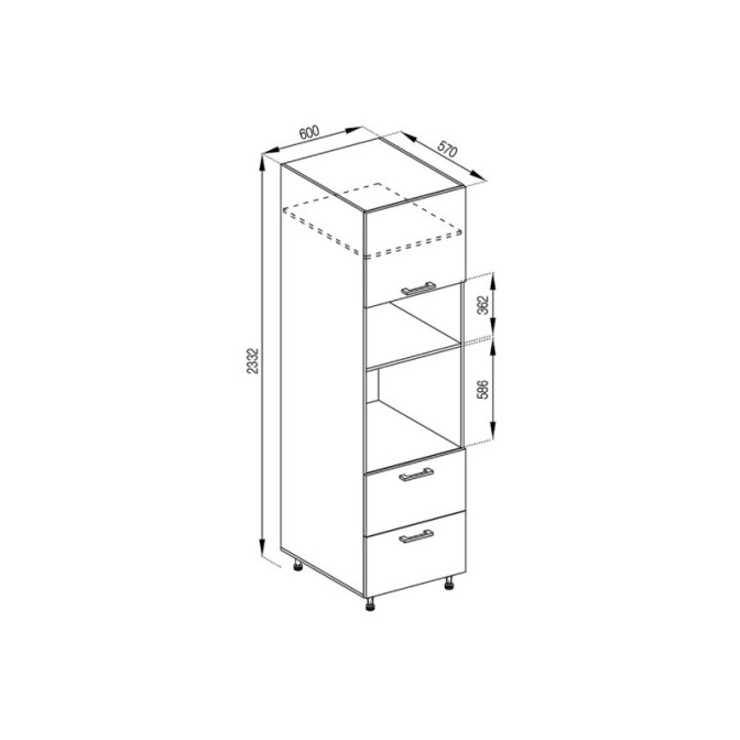 Кухонная секция пенал П 60 ДШ п/мікрохв. (h-920) FAVORIT Марта Мир мебели