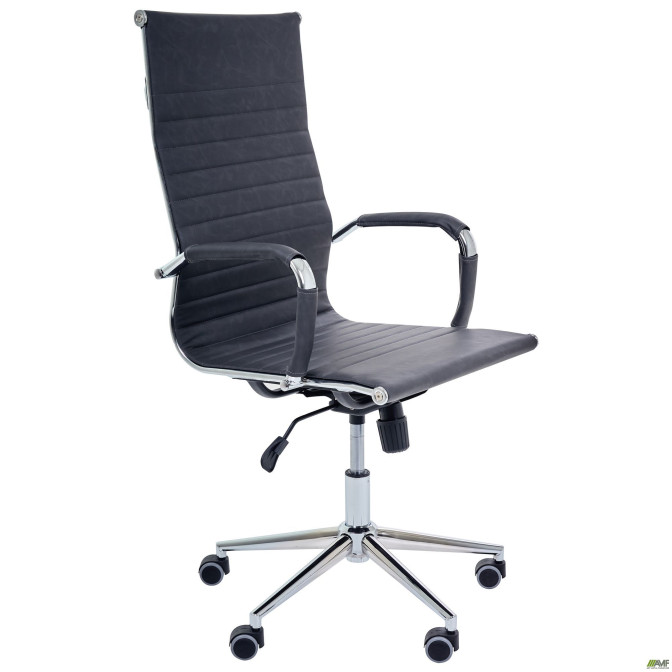 Крісло Slim HB Хром Tilt WAX Black Grey AMF