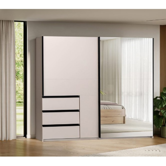 Шафа-купе 2.5м 2Дв із дзеркалом Вільма / Wilma Кашемір MiroMark WL-25-CM