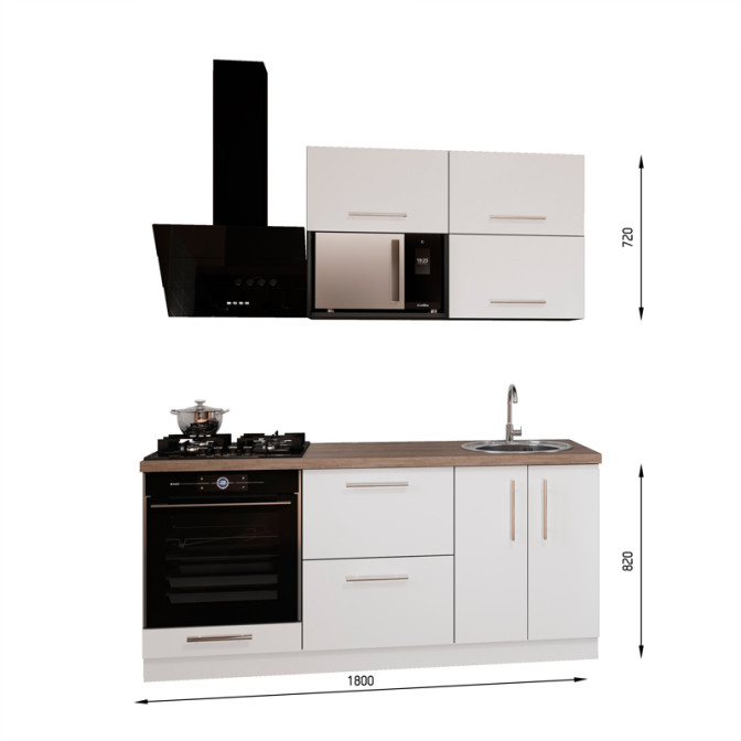 Кухня готова ДСП 2 Класик 1,8 м вбудована плита, окрема витяжка, з ручками Senam