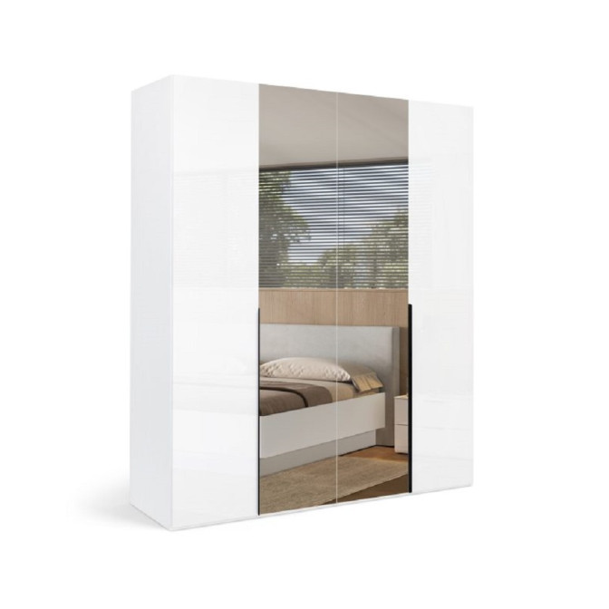 Шафа 4Дв із дзеркалом Міла / Mila Глянець Білий MiroMark MA-14-WB