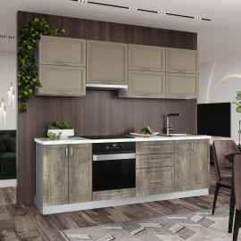Кухня готова МДФ Бріджіт 2,4 м плівка вбудована плита, вбудована витяжка, з ручками Senam