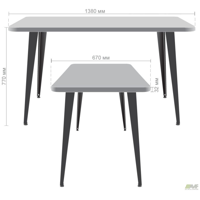 Стол Cherry 1400 (1380х670хН770) черный графит / Дуб Ливорно AMF
