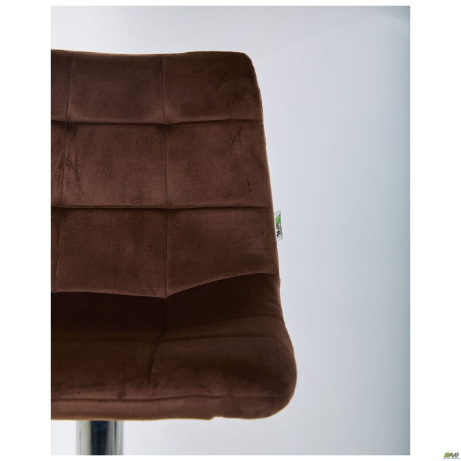 Стілець барний Damask тканина оксамитова коричневий колір AMF