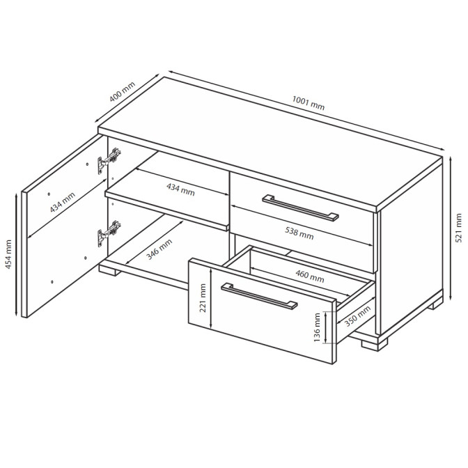 Тумба ТВ 1,0м Фемели / Family Глянец Белый MiroMark FM-100-WB