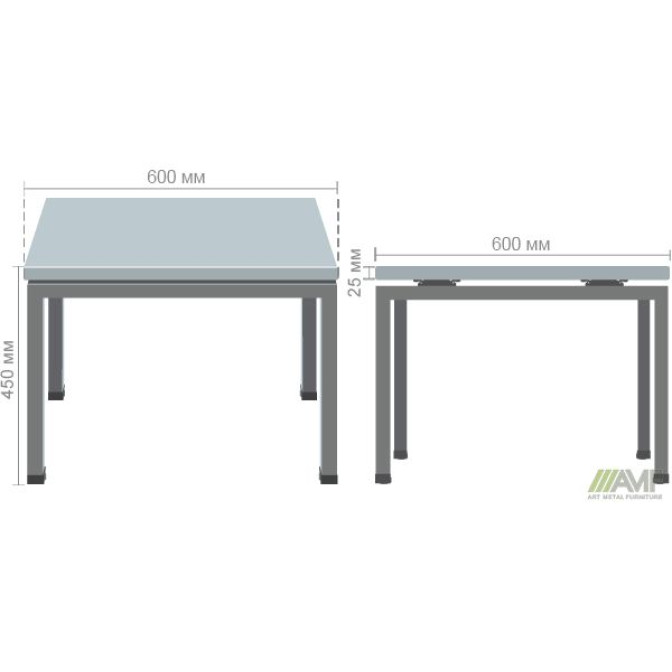 Стол журнальный SIG-300 (600х600х450мм) Черный графит/Вяз Либерти AMF