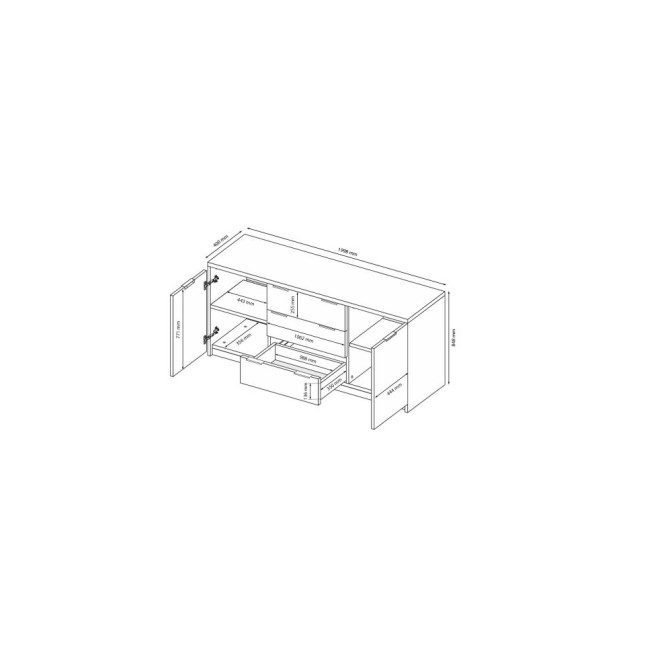 Комод 2Д 3Ящ 2,0м Артея / Arteya Глянець Білий / Дуб Крафт MiroMark AR-162-WB
