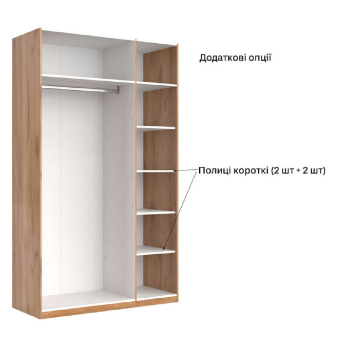 Шкаф 3Дв с зеркалом Асти / Asti Глянец Белый - Дуб Крафт MiroMark AS-13-WB