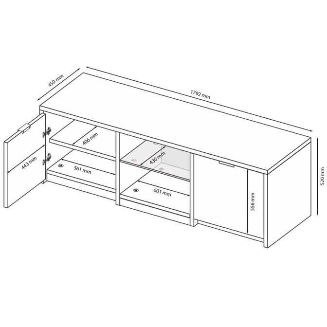 Тумба ТВ Асти / Asti Глянец Белый - Дуб Крафт MiroMark AS-160-WB