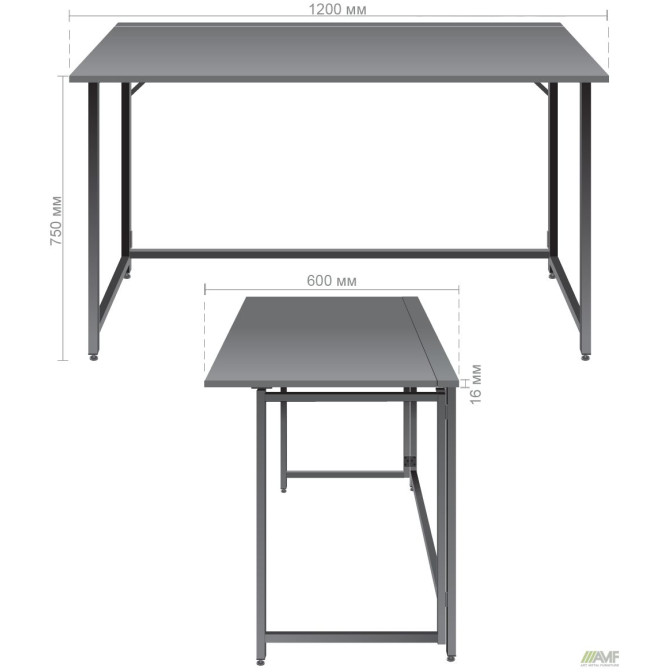 Стол раскладной Fold FL1200 (1200х600х750Н) черный/серый Шифер AMF