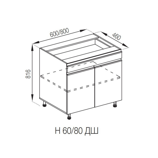 Кухонная секция нижняя Н 60 ДШ LUX Софи Мир мебели 