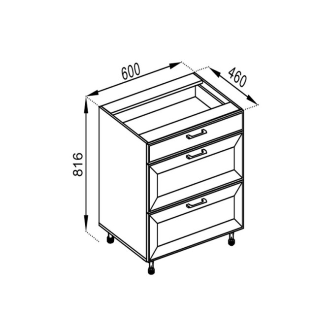 Кухонная секция нижняя Н 60 3Ш (1 + 2) LUX Марго Мир мебели