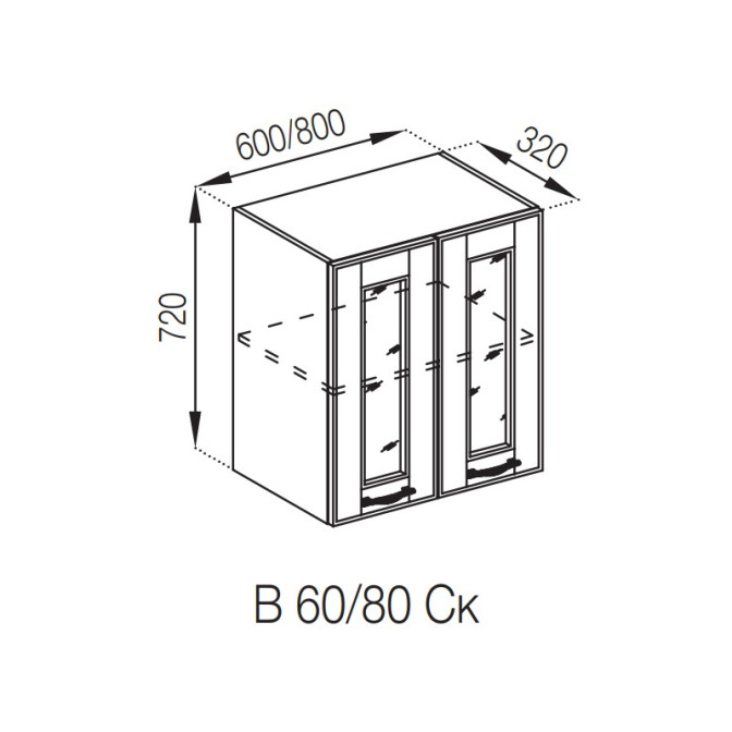 Кухонная секция верхняя В 80Ск Доминика Мир мебели