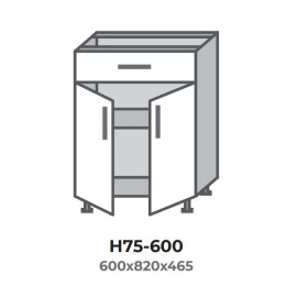 Кухонна секція Н75-600 нижня 600 одна шухляда дві дв. Оптима Еверест  