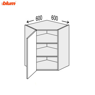 Кухонна секція Мері верхня Кут 45° 600х600/720 1дв Pro Blum MR-496W/9003gl MiroMark