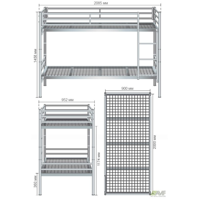 Кровать двухъярусная AMF - 1 90200 2 Алюм AMF
