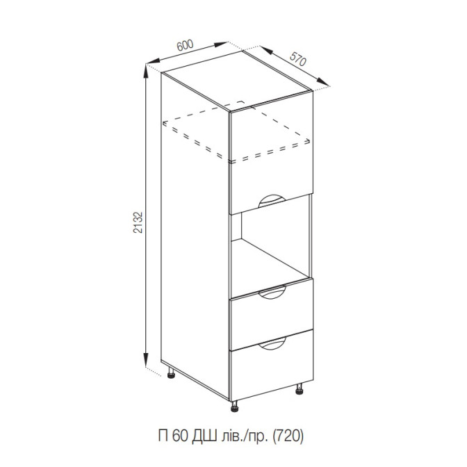 Кухонная секция пенал П 60 ДШ LUX Адель Люкс Мир мебели