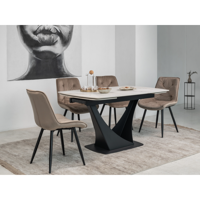 Керамический стол Элио ТМL-990 касса голд  +  черный Vetro mebel
