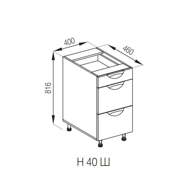Кухонная секция нижняя Н 40Ш LUX Адель Люкс Мир мебели