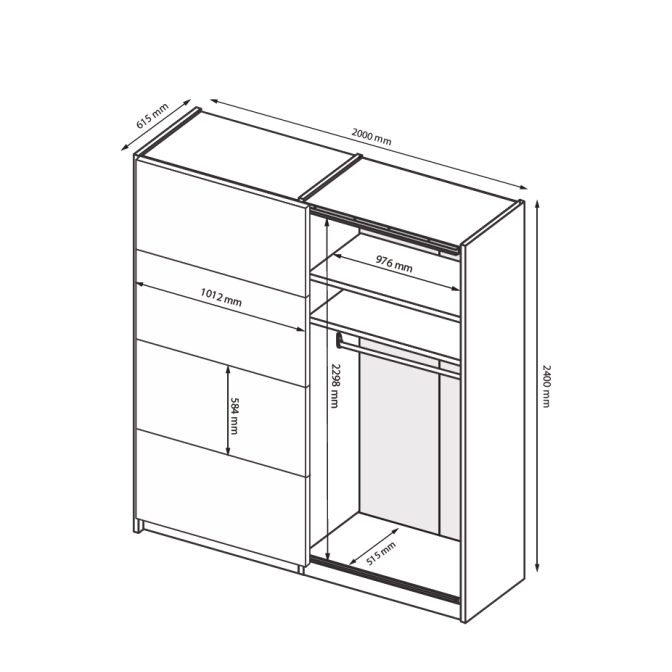 Шафа-купе 2,0x2,4 Белла / Bella Глянець Білий MiroMark BL-85-WB