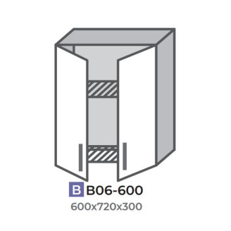Кухонная секция В06-600 верхняя 600 сушилка два фасада Оптима Эверест  