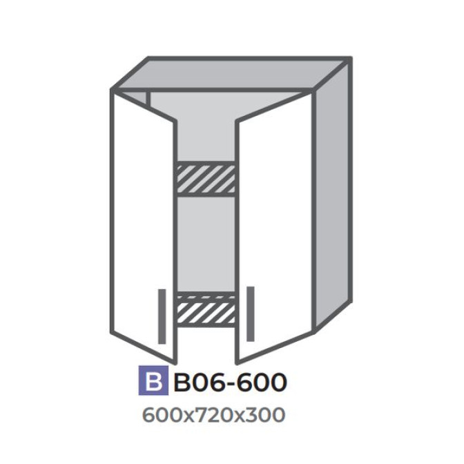 Кухонная секция В06-600 верхняя 600 сушилка два фасада Оптима Эверест  
