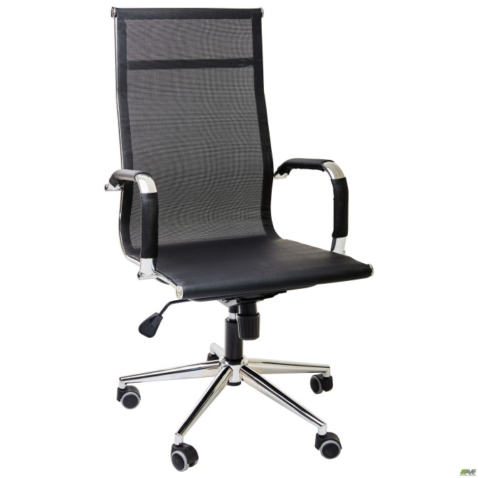 Крісло Slim Net HB Хром Tilt сірий AMF