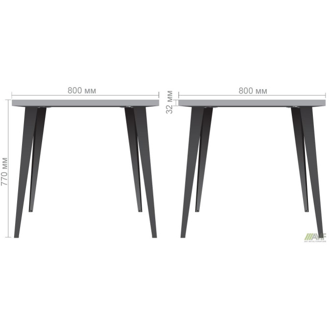 Стол Cherry 800 (800х800хН770) черный графит / Дуб Ливорно AMF