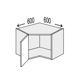 Кухонна секція Глорі верхня кут 45° 600х600/360 1дв GL-192W/01 MiroMark