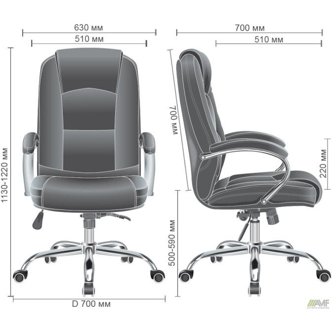 Кресло Marselle-Ch хром НВ, механизм Anyfix, кожзам серый