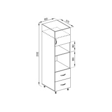 Кухонная секция пенал П 60 ДШ п/мікрохв. (h-920) LUX Оля Мир мебели