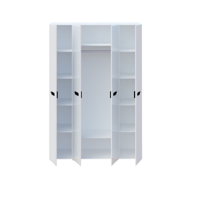 Шкаф 4Д 150 Глянец Белый / Чёрный Бьянко Мир Мебели