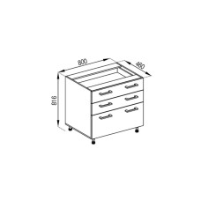 Кухонная секция нижняя Н 80 3Ш (2 + 1) FAVORIT Марта Мир мебели
