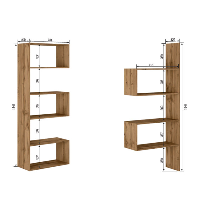 Стеллаж Пиксель 1 Дуб Аппалачи Мир Мебели